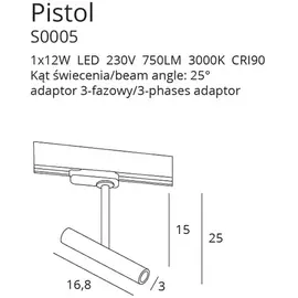 Maxlight pistol s0005 oprawa do szynoprzewodu biała