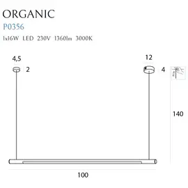 Maxlight organic horizon p0356d lampa wisząca ściemnialna złota