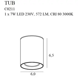 Maxlight tub c0211 lampa sufitowa okrągła czarna + pierścień ozdobny złoty rc0155/c0156 gold