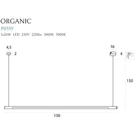 Maxlight p0359d lampa wisząca organic horizon 150cm chrom ściemnialna
