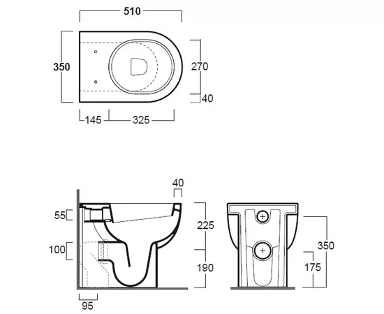 Simas E-Line 51x35cm Muszla stojąca