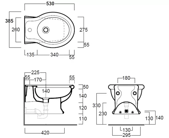 Simas Lante 53x38,5cm Bidet Wiszący