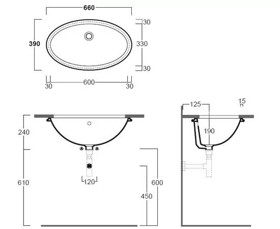 Simas LFT Spazio 66x39cm Umywalka Podblatowa