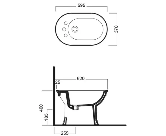 Hatria Dolcevita 59,5x27cm Bidet stojący z trzema otworami biały