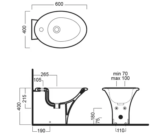 Hatria Sculture 60x40cm Bidet stojący biały