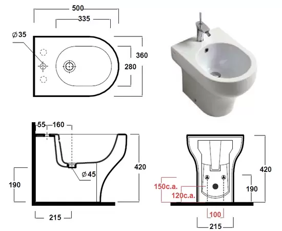 Olympia Ceramica Clear 50x36cm Bidet stojący biały