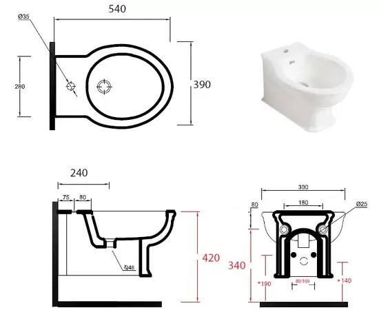 Olympia Ceramica Impero 53x39cm Bidet podwieszany biała