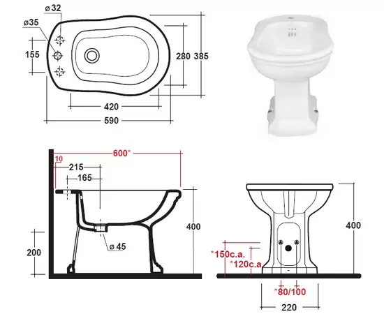 Olympia Ceramica Impero 59x37cm Bidet stojący biały