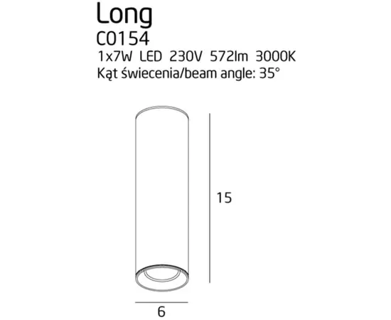 MAXLIGHT Long C0154 lampa sufitowa/plafon czarny