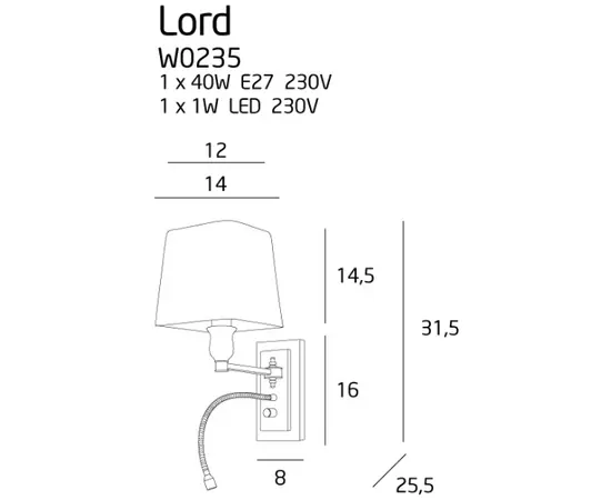 MAXLIGHT Lord W0235 kinkiet + led DARMOWA WYSYŁKA W 24h