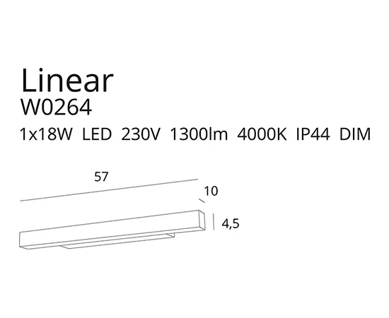 W0264 LINEAR KINKIET CZARNY