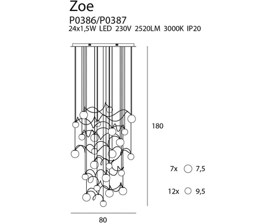 ZOE P0387 LAMPA WISZĄCA