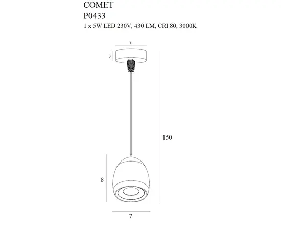 MAXLIGHT Comet Round P0433 lampa wisząca czarna DARMOWA WYSYŁKA W 24h