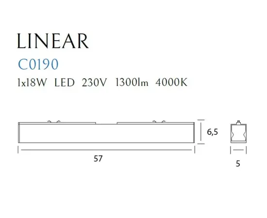 Maxlight Linear C0190 Lampa Sufitowa Czarna 18W 4000K