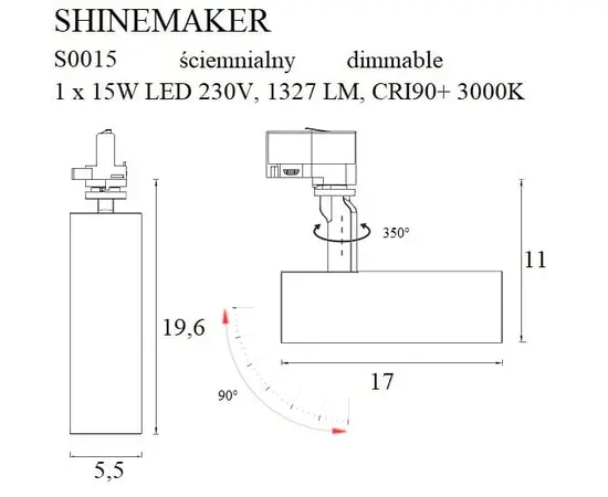 MAXLIGHT Shinemaker S0015 lampa do szynoprzewodu biała ściemnialna DARMOWA WYSYŁKA W 24h