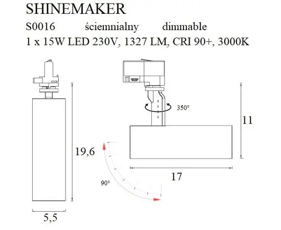 MAXLIGHT Shinemaker S0016 lampa do szynoprzewodu czarna ściemnialna DARMOWA WYSYŁKA W 24h