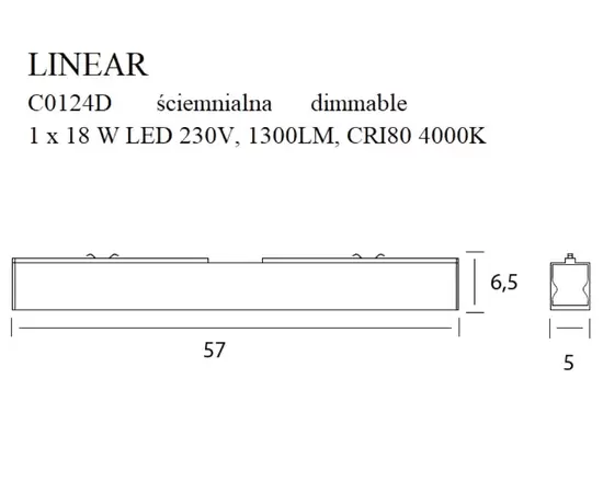 Maxlight Linear C0175D Lampa Sufitowa Biała Ściemnialna 18W 4000K