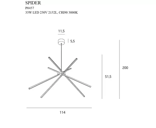 Maxlight Spider Gold P0457 Lampa Wisząca