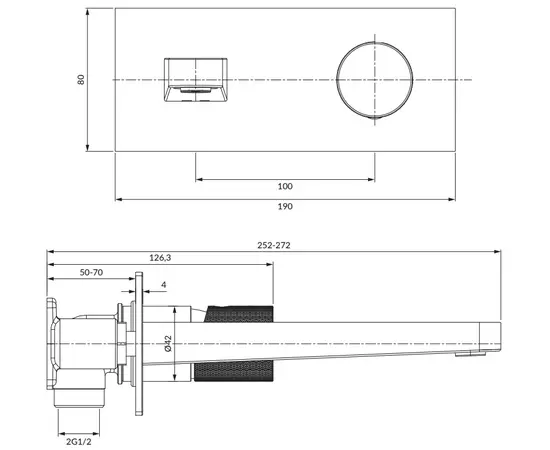 Omnires contour bateria umywalkowa podtynkowa antracyt ct8015at