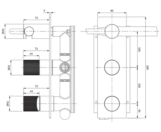 Omnires Contour Bateria Prysznicowo-Wannowa Podtynkowa z Słuchawką Prysznicową i Wżem Złoto Szczotkowane CT8035/1GLB