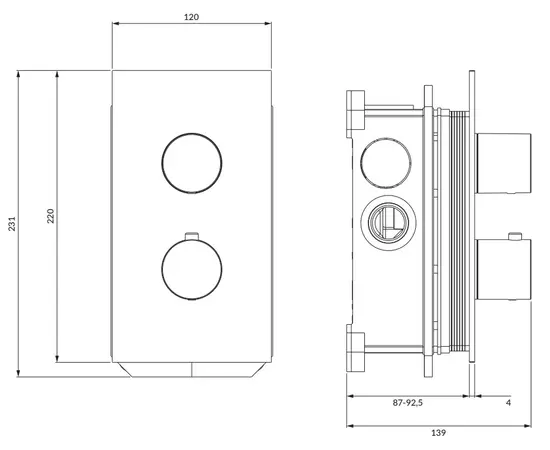 Omnires Contour Bateria Termostatyczna Prysznicowo-Wannowa Podtynkowa Złoto Szczotkowane CT8036GLB