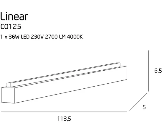 Maxlight linear c0125 lampa sufitowa duża biała