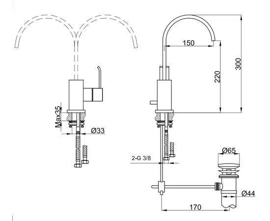 Kohlman axis bateria umywalkowa z obrotową wylewką chrom qb150n