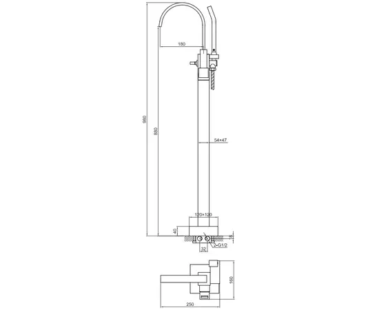 Kohlman axis bateria wannowa wolnostojąca chrom qf1165n