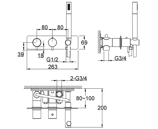 Kohlman axel gold bateria wannowa z termostatem podtynkowa złota qw265agd