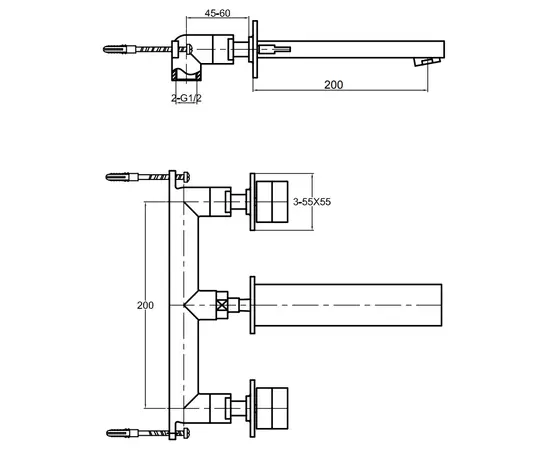 Kohlman excelent bateria umywalkowa podtynkowa 3-otworowa chrom qw193h