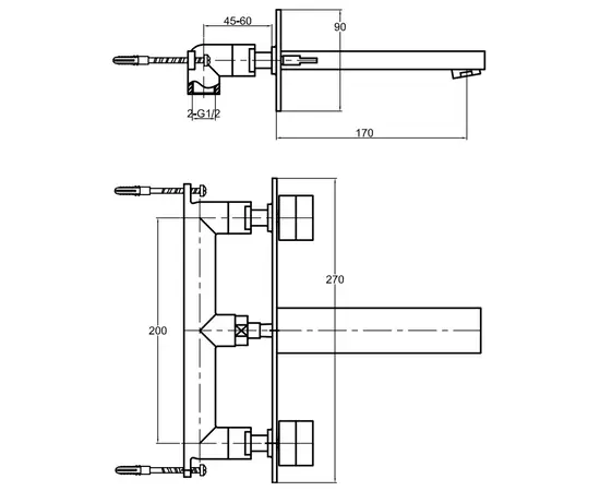 Kohlman excelent bateria umywalkowa podtynkowa 3-otworowa chrom qw195h