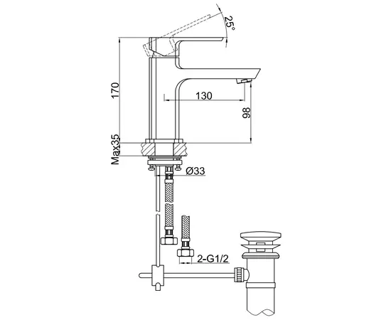 Kohlman foxal bateria umywalkowa niska chrom qb100f