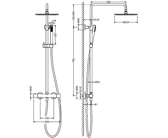 Mobi northern copper brushed zestaw natryskowy nadtynkowy termostatyczny mosiądz szczotkowany nzpt4265cb