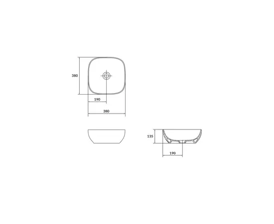 Mobi potenza umywalka nablatowa 38x38 biała mcu030