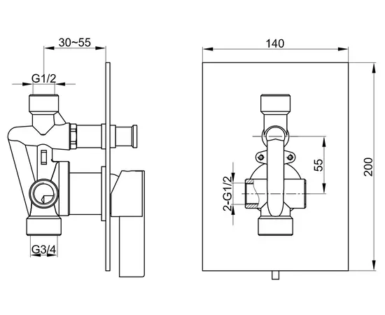 Kohlman dexame bateria wannowa podtynkowa chrom qw210d