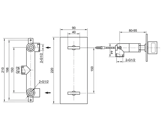 Kohlman nexen bateria prysznicowa podtynkowa chrom qw227u