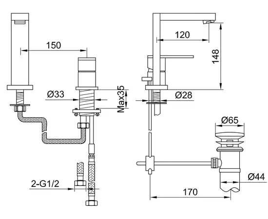 Kohlman nexen bateria umywalkowa chrom qb205u