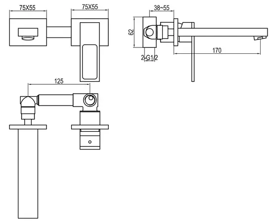 Kohlman nexen bateria umywalkowa podtynkowa chrom qw180u