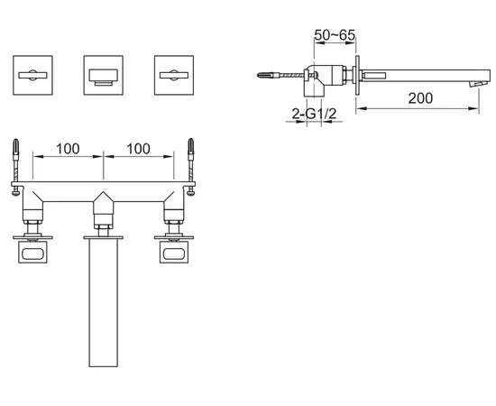 Kohlman nexen bateria umywalkowa podtynkowa 3-otworowa chrom qw193u