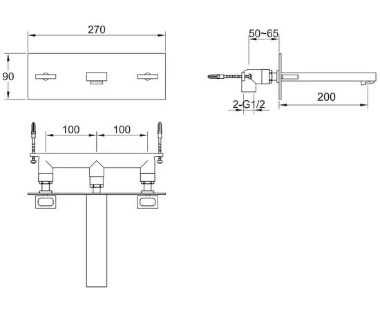 Kohlman nexen bateria umywalkowa podtynkowa 3-otworowa chrom qw198u