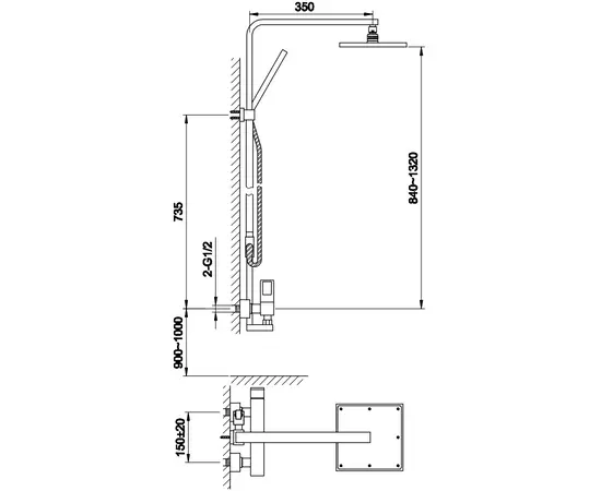 Kohlman nexen zestaw prysznicowy ścienny chrom qw276u