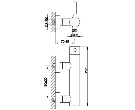 Kohlman roxin bateria prysznicowa ścienna chrom qw120r