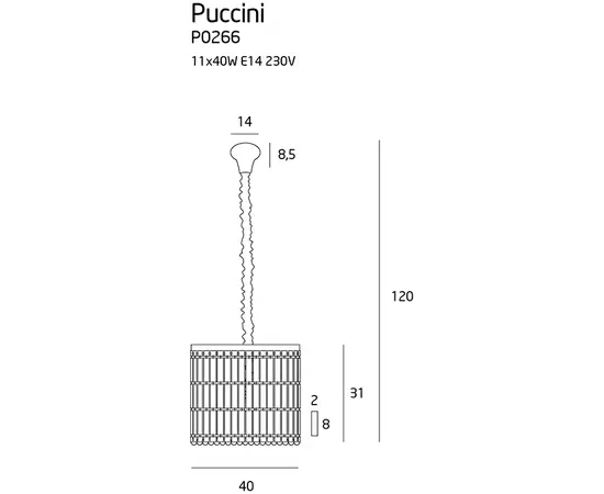 Maxlight puccini p0266 lampa wisząca 40 cm