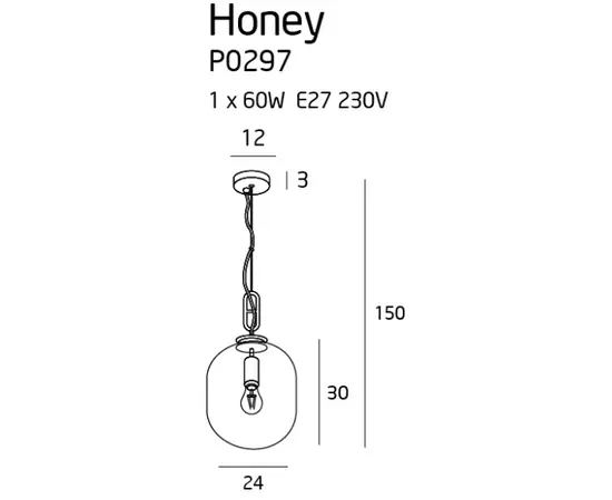 Maxlight honey amber p0297 lampa wisząca