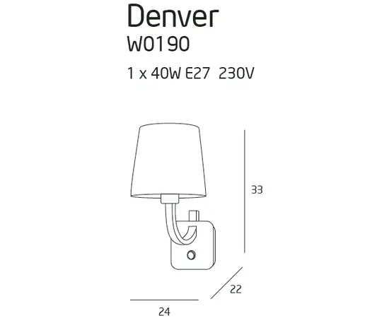 Maxlight denver w0190 kinkiet bk