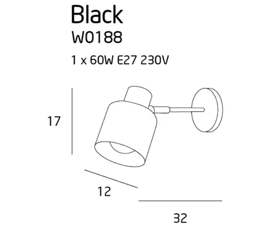 Maxlight black w0188 kinkiet