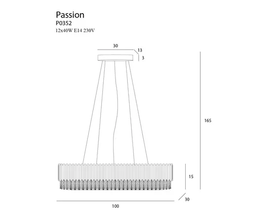 Maxlight passion p0352 lampa wisząca złota