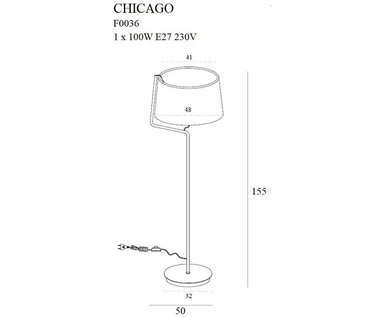 Chicago f0036 lampa podłogowa czarna