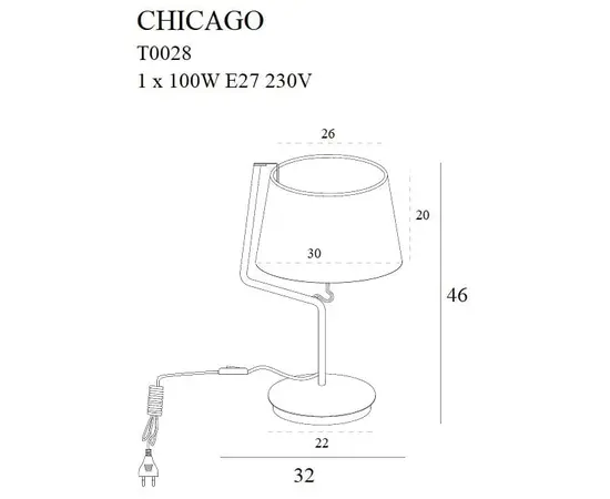 Maxlight chicago t0028 lampa stołowa biały abażur