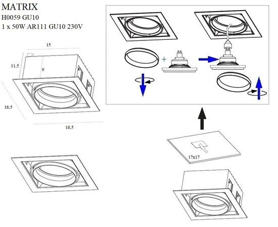 Maxlight matrix i wh h0059 oprawa podtynkowa